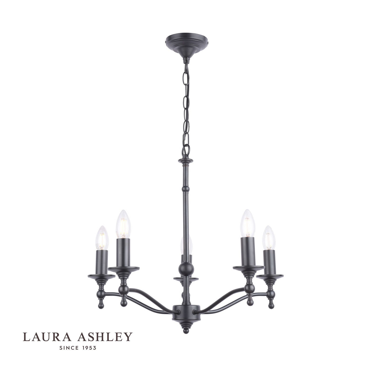 Laura Ashley Ludchurch 5 Light Armed Pendant Black Fitting Only