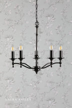 Laura Ashley Ludchurch 5 Light Armed Pendant Black Fitting Only