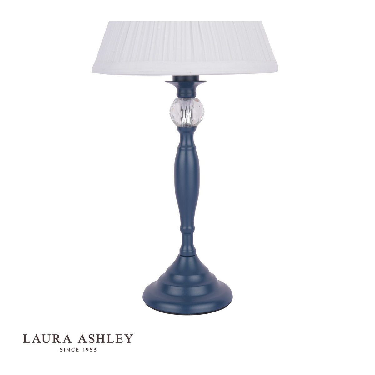 Laura Ashley Ellis Table Lamp Matt Blue & Crystal With Shade