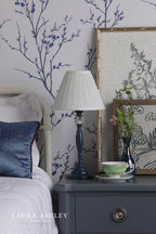 Laura Ashley Ellis Table Lamp Matt Blue & Crystal With Shade