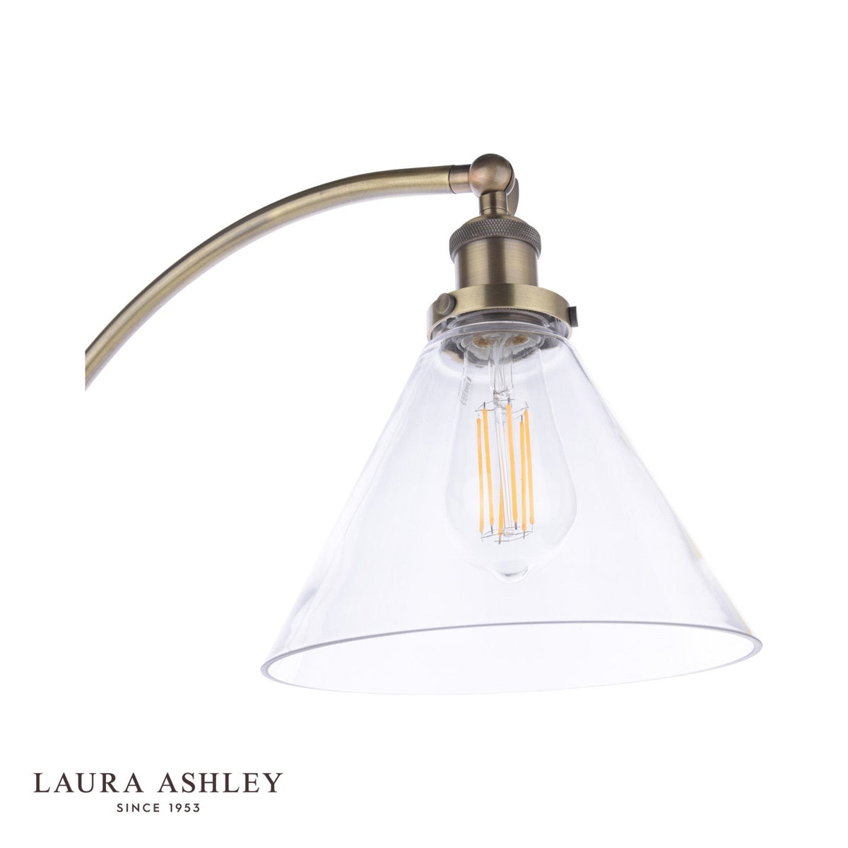 Laura Ashley Isaac Floor Lamp Antique Brass and Glass