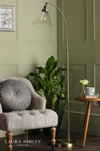 Laura Ashley Isaac Floor Lamp Antique Brass and Glass