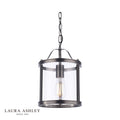 Laura Ashley Harrington Pendant Matt Black and Glass