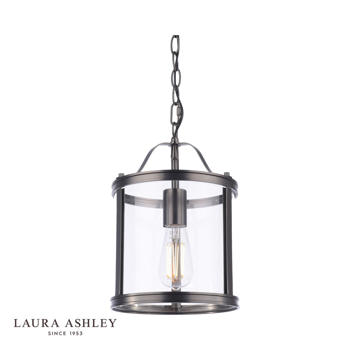 Laura Ashley Harrington Pendant Matt Black and Glass