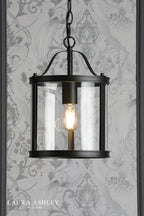 Laura Ashley Harrington Pendant Matt Black and Glass