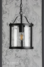 Laura Ashley Harrington Pendant Matt Black and Glass