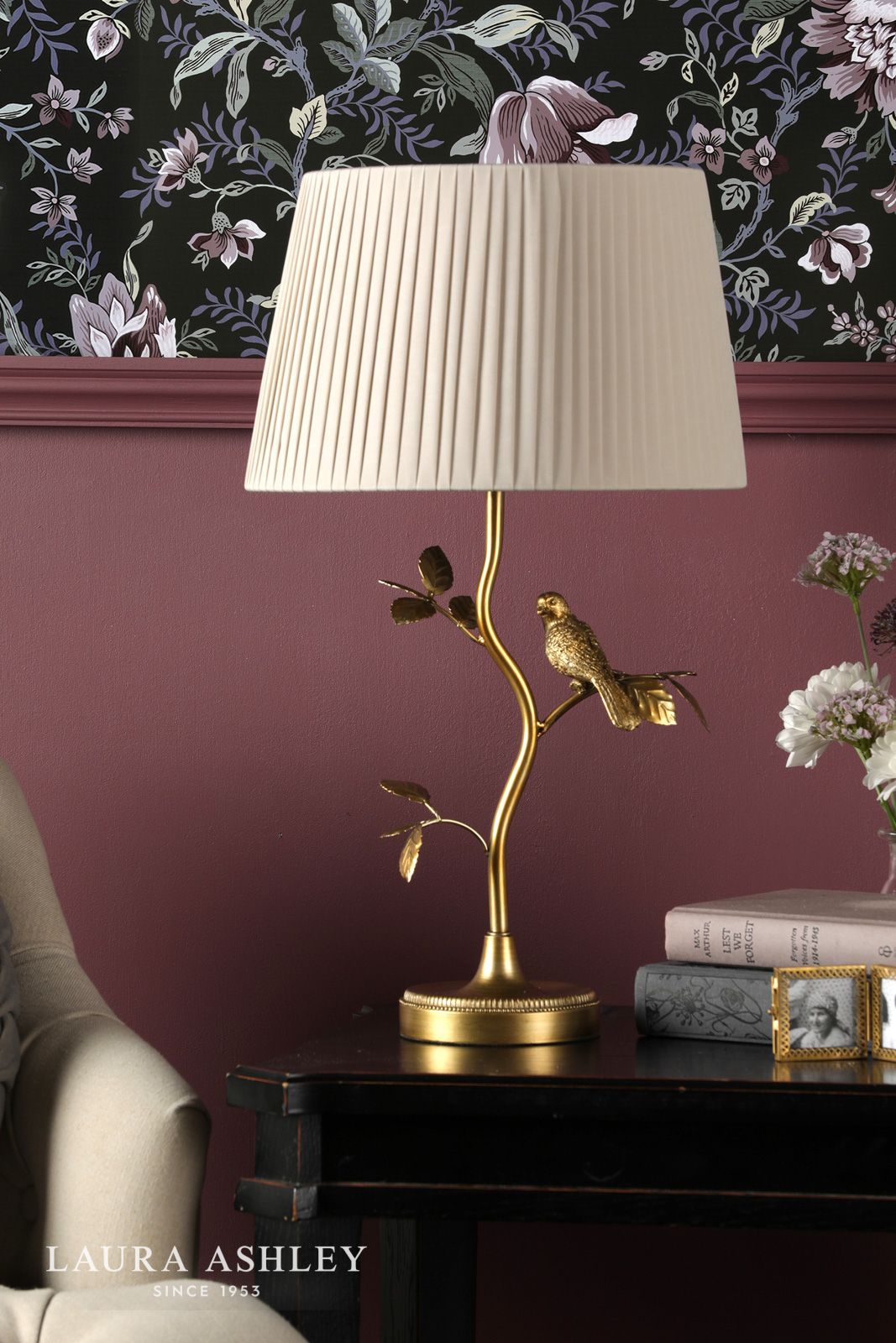 Laura Ashley Egelton Table Lamp Aged Brass With Shade