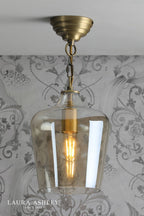 Laura Ashley Ockley Pendant Antique Brass and Champagne Glass