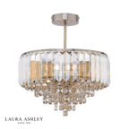 Laura Ashley Vienna 3 Light Semi-Flush Champagne Crystal and Antique Brass