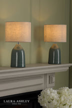 Laura Ashley Penny Twin Pack Table Lamp Blue With Shade