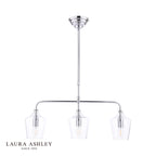 Laura Ashley Ockley 3 Light Bar Pendant Polished Chrome and Glass