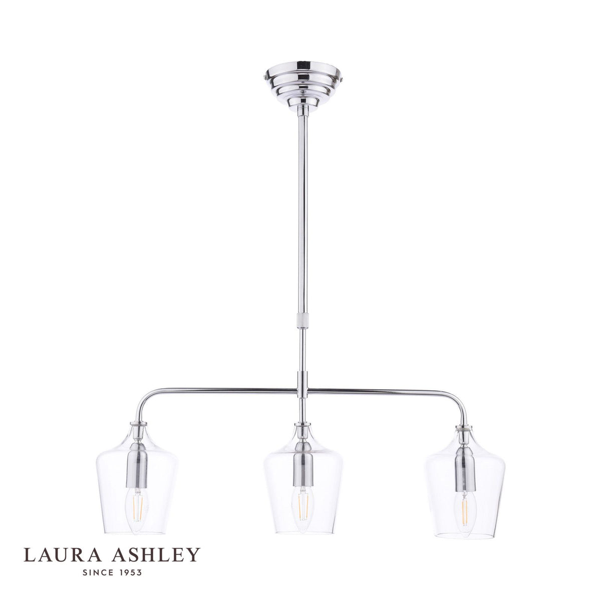 Laura Ashley Ockley 3 Light Bar Pendant Polished Chrome and Glass