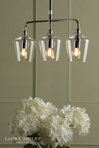 Laura Ashley Ockley 3 Light Bar Pendant Polished Chrome and Glass