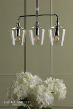 Laura Ashley Ockley 3 Light Bar Pendant Polished Chrome and Glass