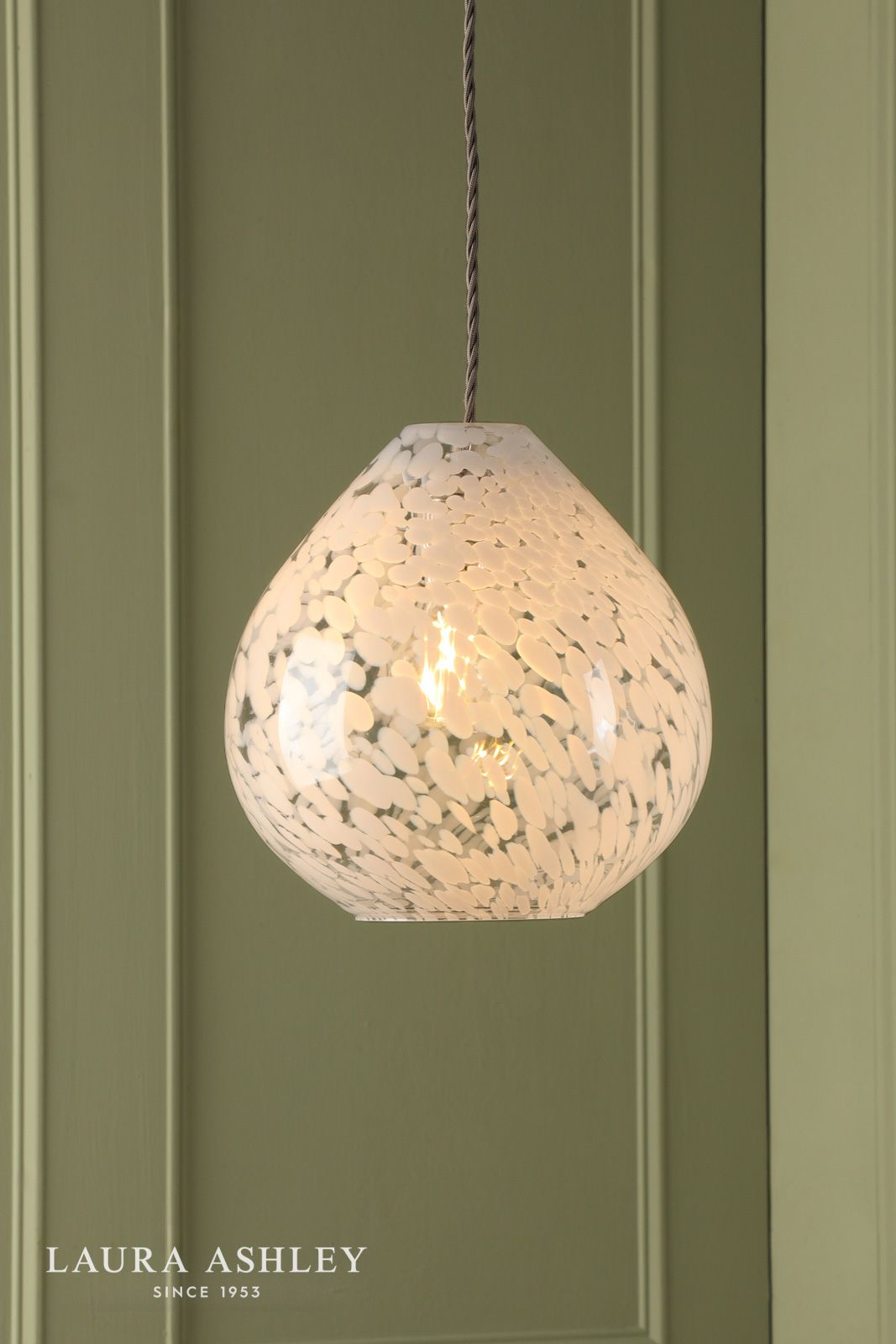 Laura Ashley Confetti Easy Fit Pendant White Art Glass