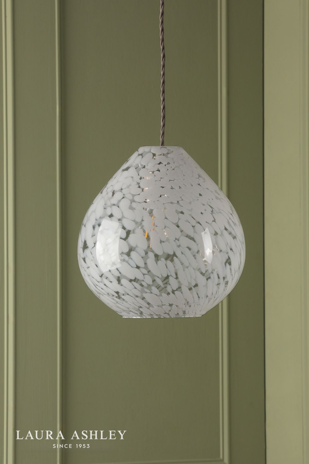 Laura Ashley Confetti Easy Fit Pendant White Art Glass