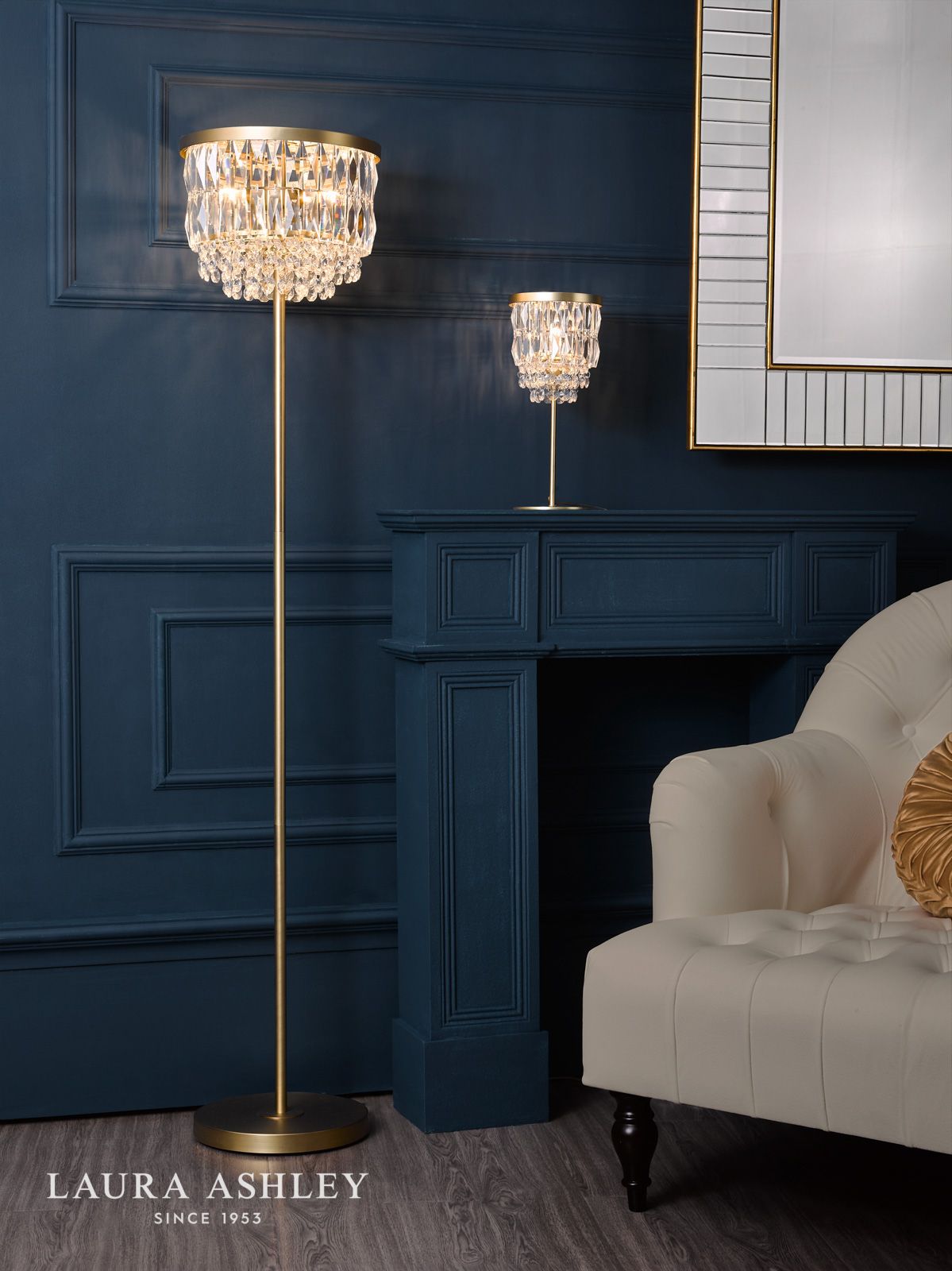 Laura Ashley Rhosill Table Lamp Crystal and Matt Antique Brass
