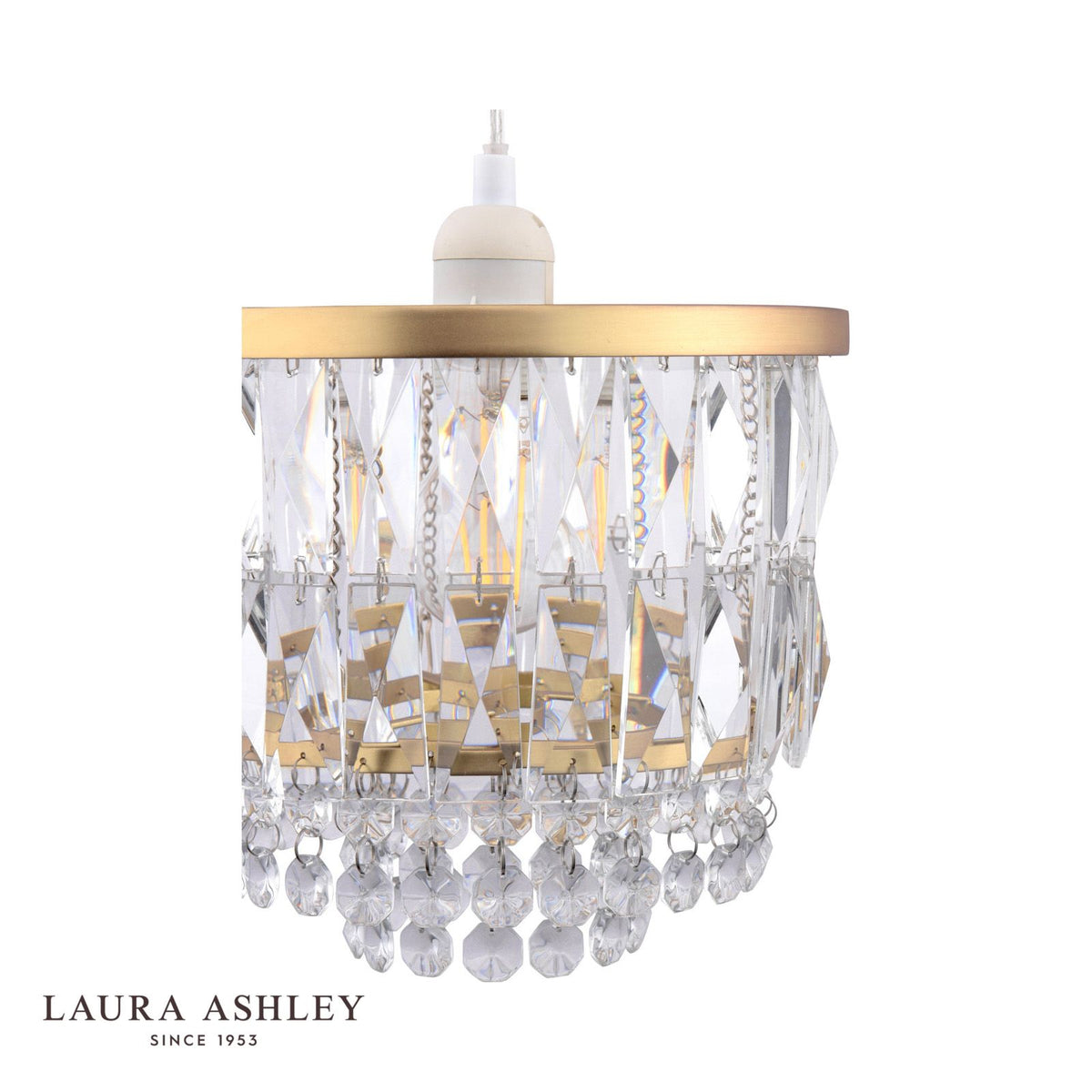 Laura Ashley Rhosill Easy Fit Pendant Crystal and Matt Antique Brass