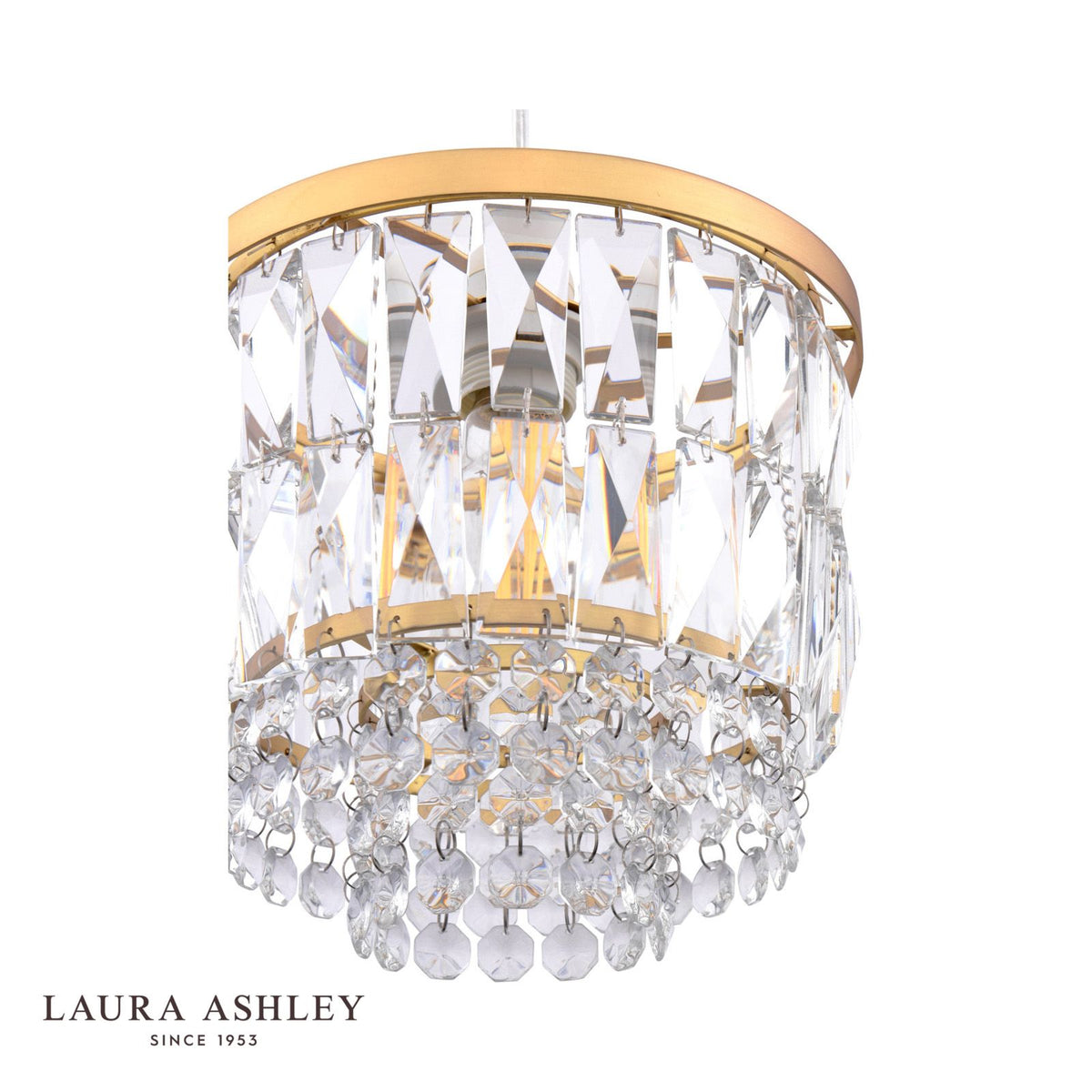 Laura Ashley Rhosill Easy Fit Pendant Crystal and Matt Antique Brass