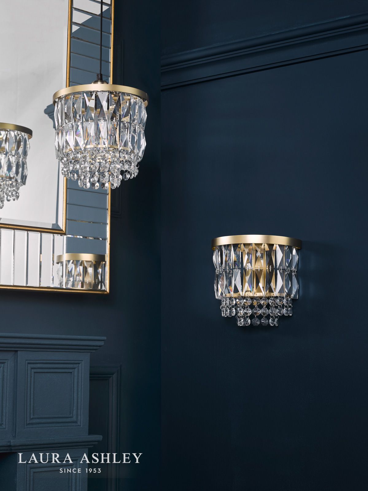 Laura Ashley Rhosill Easy Fit Pendant Crystal and Matt Antique Brass