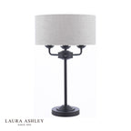Laura Ashley Sorrento 3 Light Table Lamp Matt Black and Natural With Shade