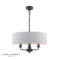 Laura Ashley Sorrento 3 Light Shadelier Matt Black and Natural With Shade