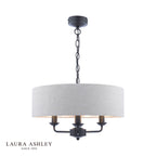 Laura Ashley Sorrento 3 Light Shadelier Matt Black and Natural With Shade