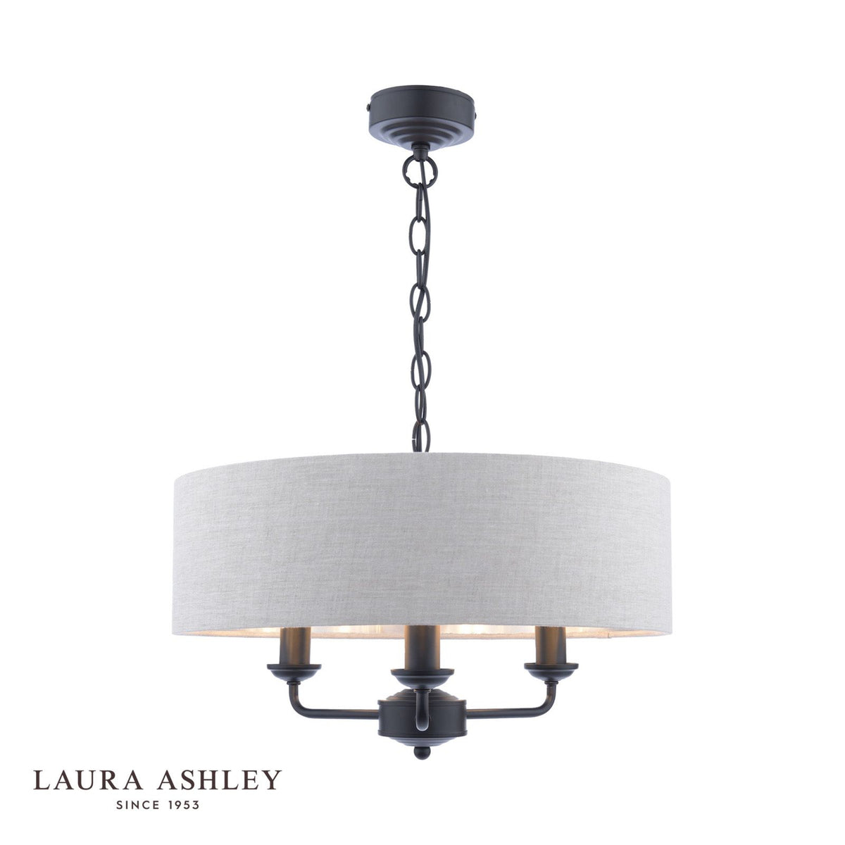 Laura Ashley Sorrento 3 Light Shadelier Matt Black and Natural With Shade