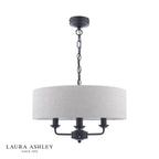 Laura Ashley Sorrento 3 Light Shadelier Matt Black and Natural With Shade