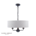Laura Ashley Sorrento 3 Light Shadelier Matt Black and Natural With Shade