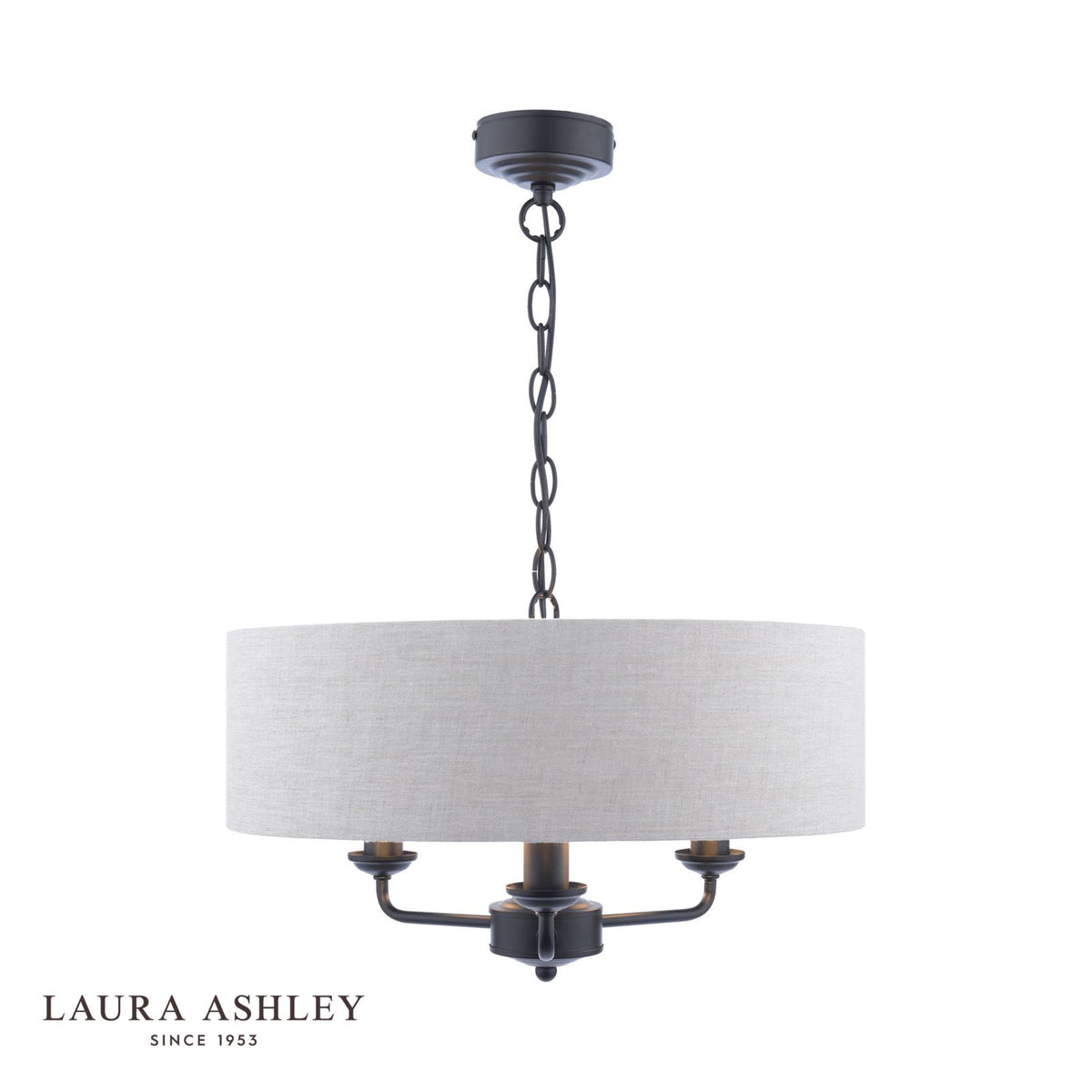 Laura Ashley Sorrento 3 Light Shadelier Matt Black and Natural With Shade