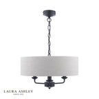 Laura Ashley Sorrento 3 Light Shadelier Matt Black and Natural With Shade