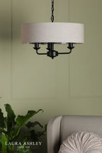 Laura Ashley Sorrento 3 Light Shadelier Matt Black and Natural With Shade