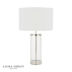 Laura Ashley Harrington Large Table Lamp Polished Nickel and Glass With Shade
