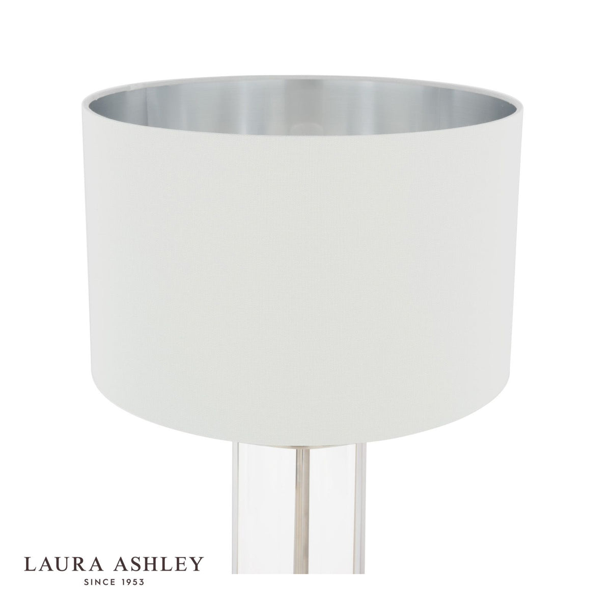 Laura Ashley Harrington Large Table Lamp Polished Nickel and Glass With Shade