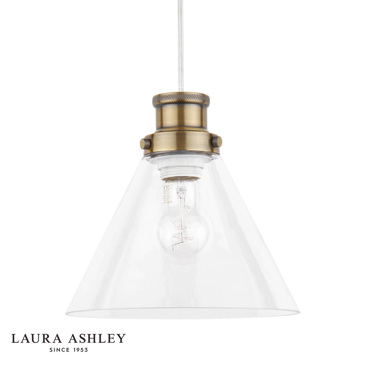 Laura Ashley Isaac Easy Fit Pendant Antique Brass and Glass