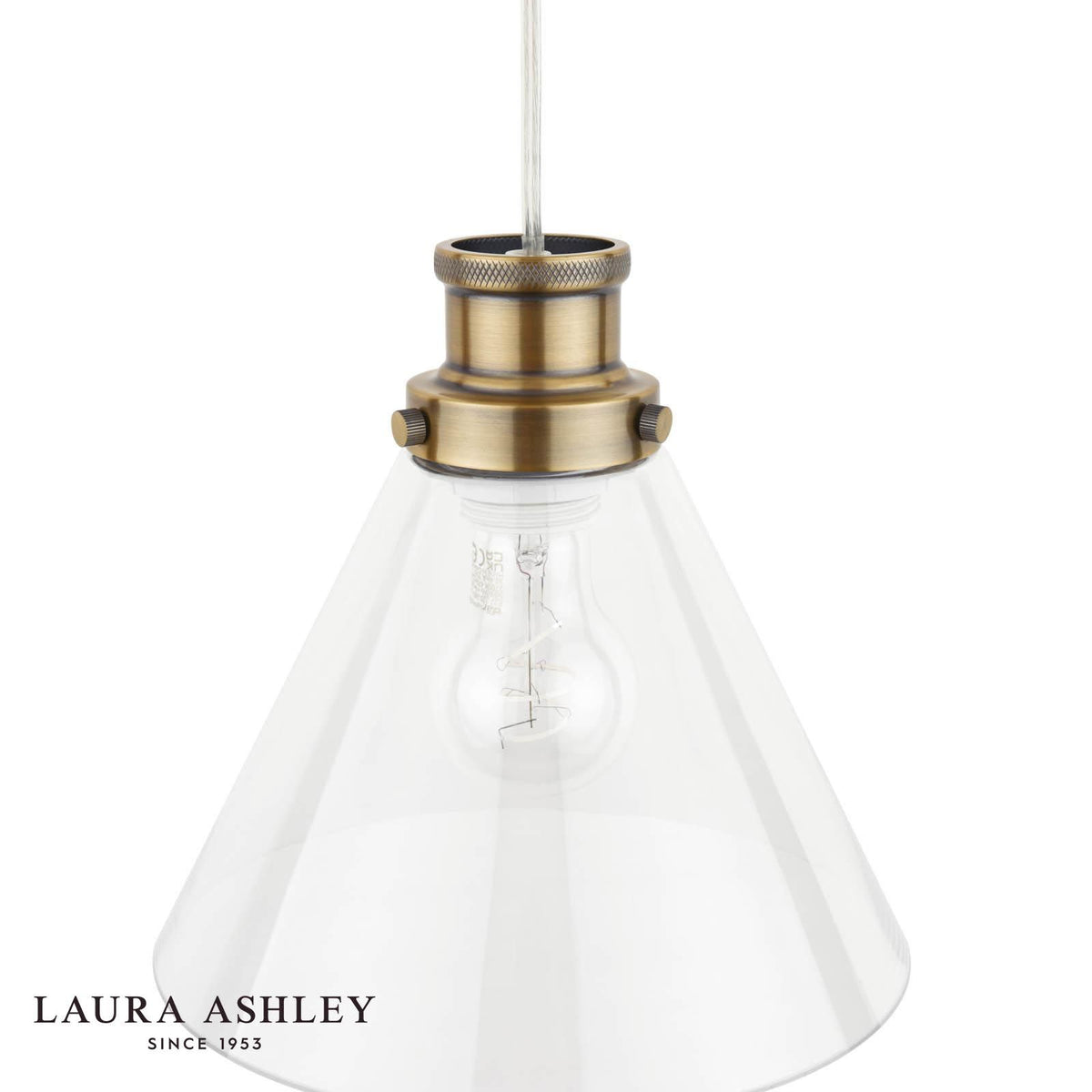 Laura Ashley Isaac Easy Fit Pendant Antique Brass and Glass