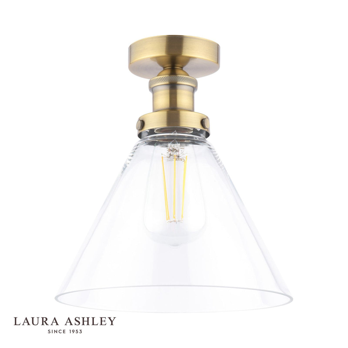 Laura Ashley Isaac Semi-Flush Antique Brass and Glass