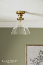 Laura Ashley Isaac Semi-Flush Antique Brass and Glass