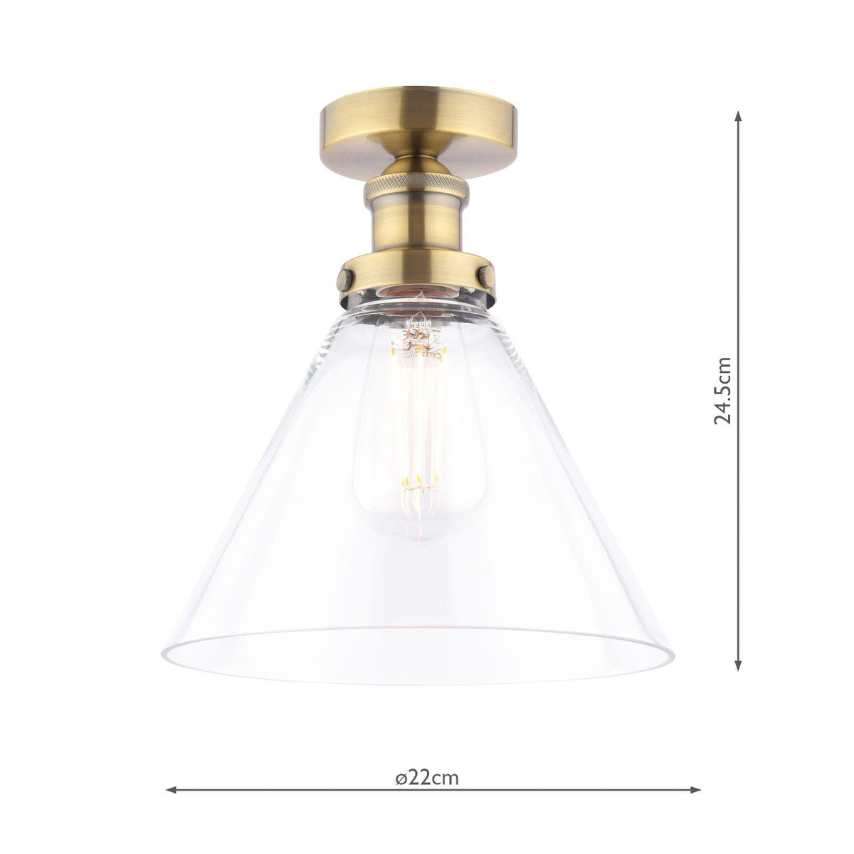 Laura Ashley Isaac Semi-Flush Antique Brass and Glass