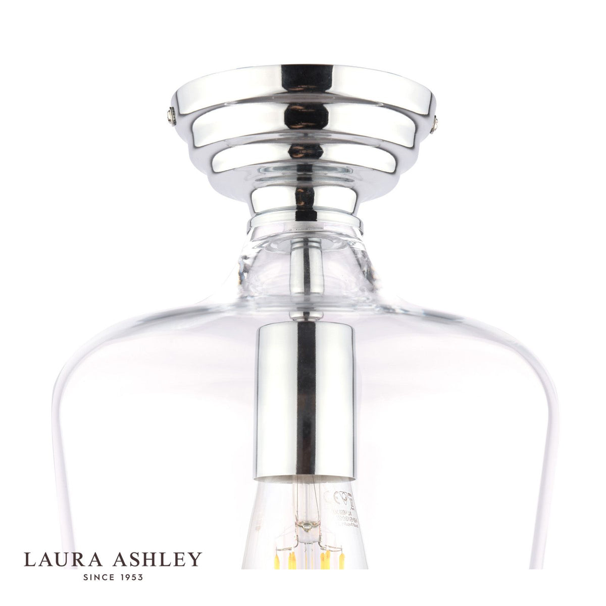 Laura Ashley Ockley Semi-Flush Polished Chrome and Glass