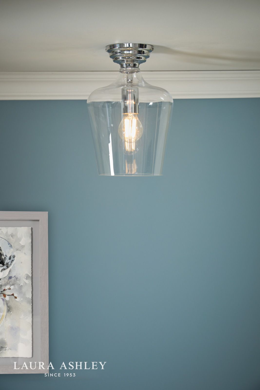 Laura Ashley Ockley Semi-Flush Polished Chrome and Glass