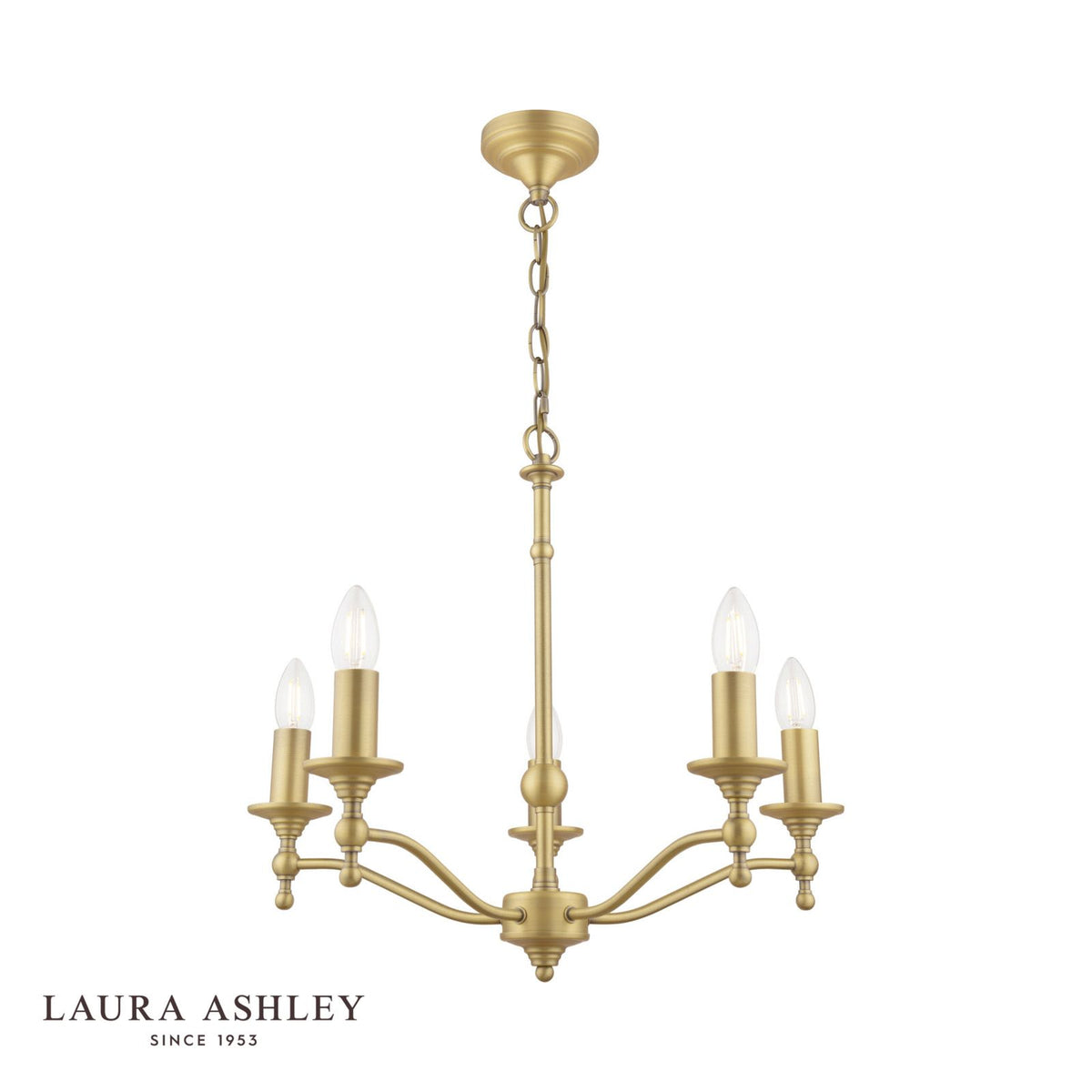 Laura Ashley Ludchurch 5 Light Armed Pendant Matt Antique Brass Fitting Only