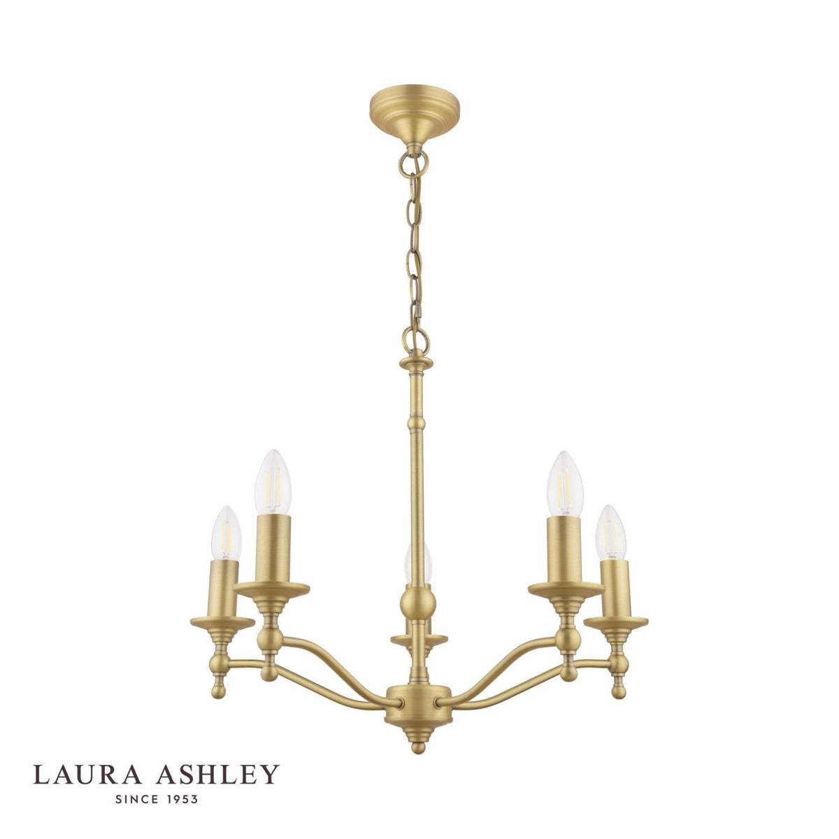 Laura Ashley Ludchurch 5 Light Armed Pendant Matt Antique Brass Fitting Only