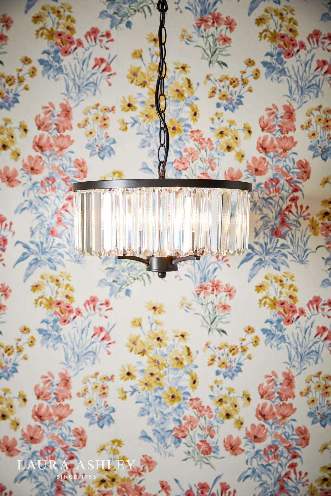 Laura Ashley Elkwood 3 Light Pendant Crystal and Black