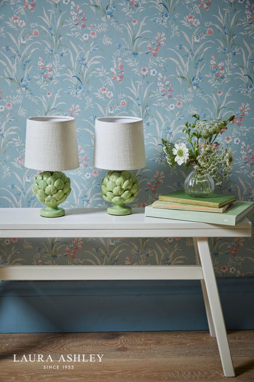 Laura Ashley Artichoke Twin Pack Table Lamp Green With Shade
