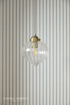 Laura Ashley Whitham Pendant Antique Brass and Ribbed Glass