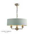 Laura Ashley Sorrento 3 Light Shadelier Matt Antique Brass and Green With Shade