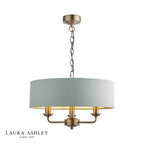 Laura Ashley Sorrento 3 Light Shadelier Matt Antique Brass and Green With Shade