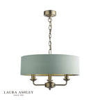 Laura Ashley Sorrento 3 Light Shadelier Matt Antique Brass and Green With Shade